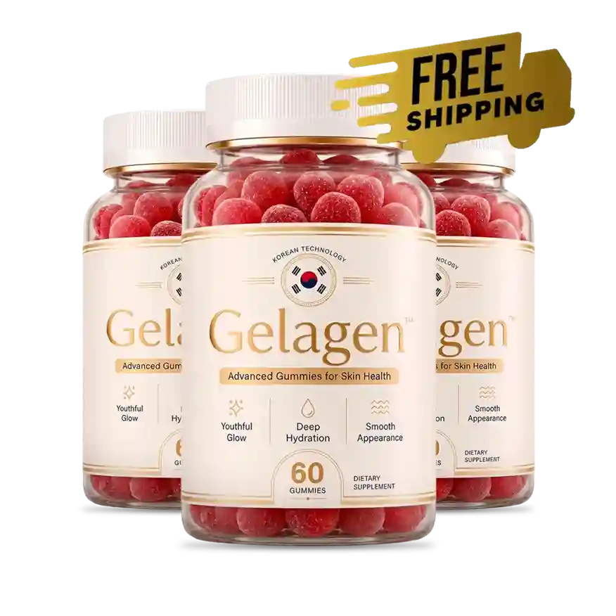 Gelagen collagen beauty gummy supplement — 60 gummies bottle with collagen peptides hyaluronic acid vitamin C grape seed extract