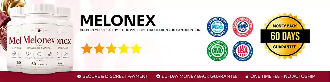 Melonex Heart & Circulation Supplement — 3-Ingredient Nitric Oxide Formula for Cardiovascular Support, Blood Pressure & Healthy Blood Flow