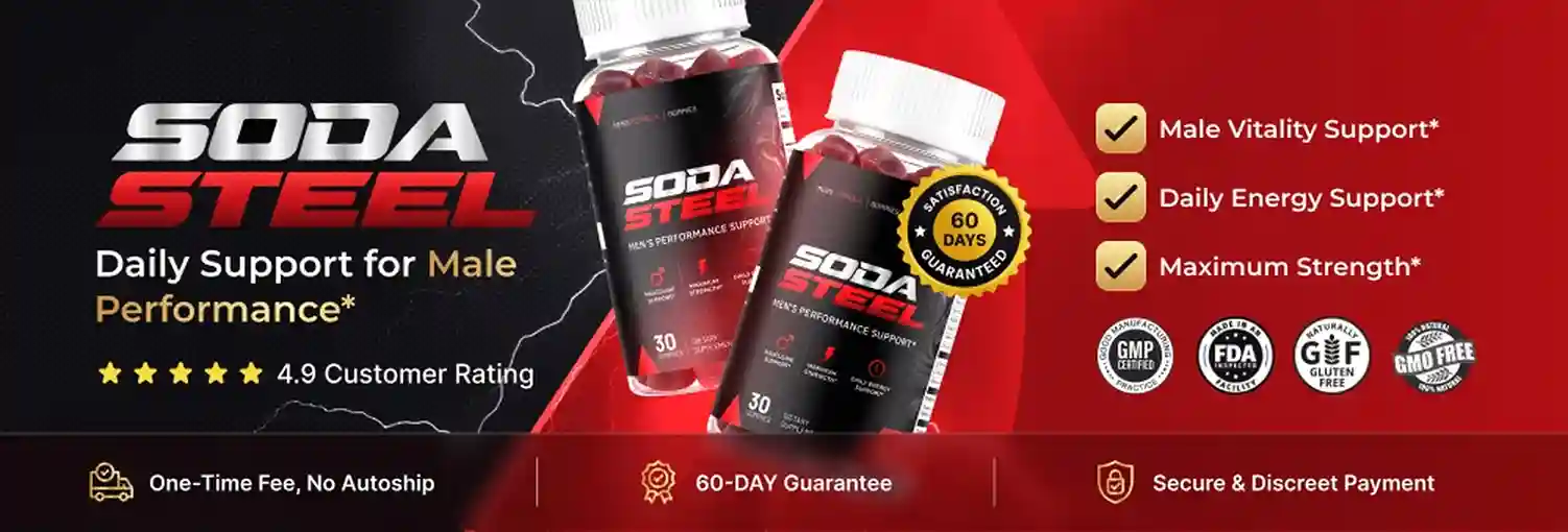 Soda Steel Men's Vitality Gummy — 9-Ingredient Formula for Energy, Stamina and Daily Male Performance